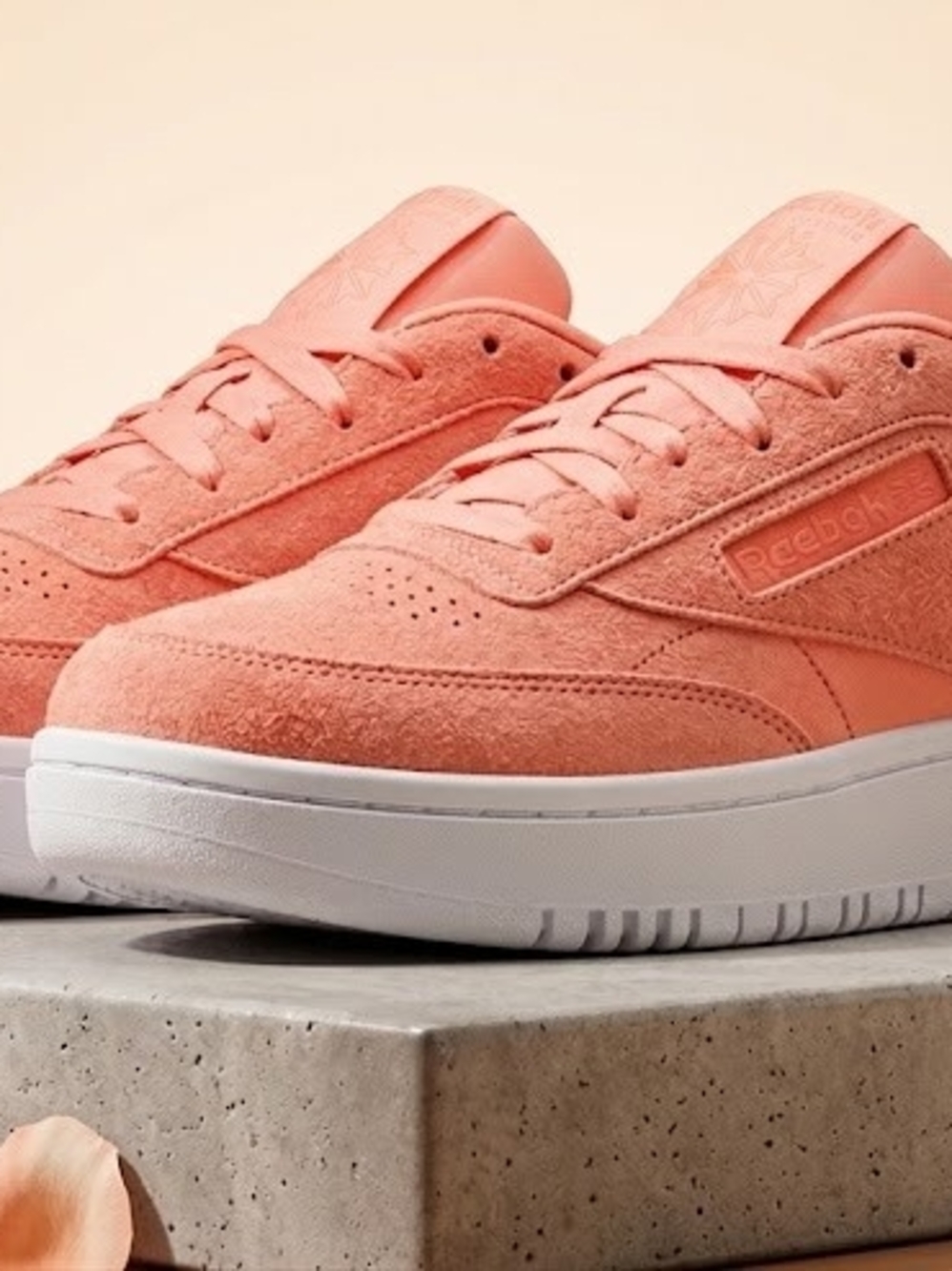 Reebok Suede Low-Top Sneakers in Coral Pink